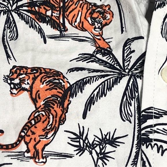 Tiger Palm Novelty Button Up Tropical Hawaiian Short Sleeve 97% Cotton XL - Picture 4 of 7